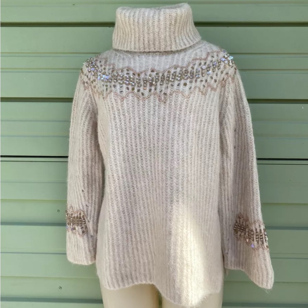 New ZARA Limited Edition Chunky Knit Turtle Neck Holiday Sweater